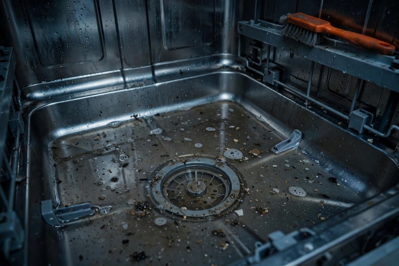 Standing water inside a dishwasher tub that will not drain