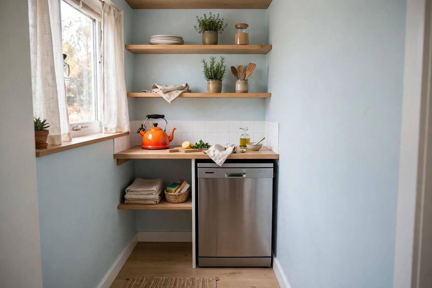 Frigidaire compact dishwasher in an apartment kitchen