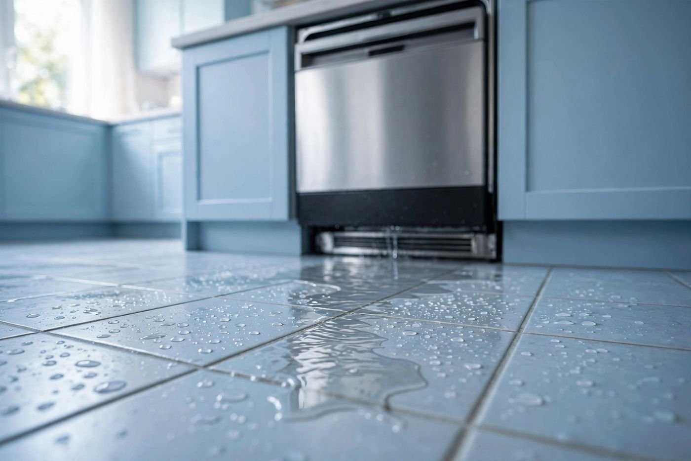 Water leaking under a Bosch dishwasher, tripping the E15 leak sensor